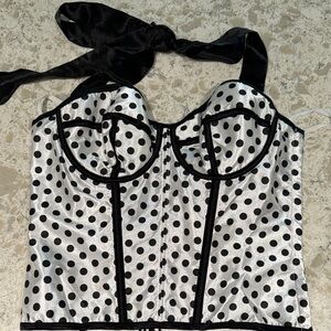 Frederick's of Hollywood Black and White Polka Dot Bustier